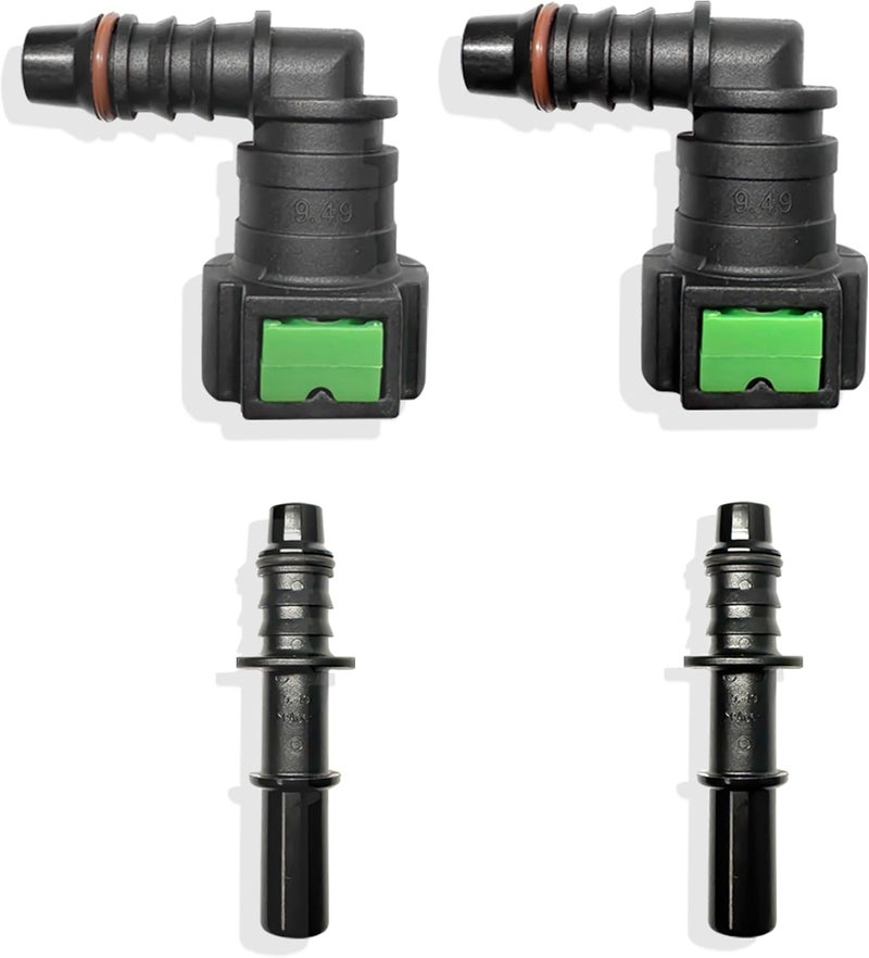 Japtend Fuel Line Quick Connect Fittings, 2 Sets Fuel Line Hose Quick Release Connect Fittings Include 90 Degree Elbow Pipe Connector SAE 9.49mm to ID 8mm - Image 1